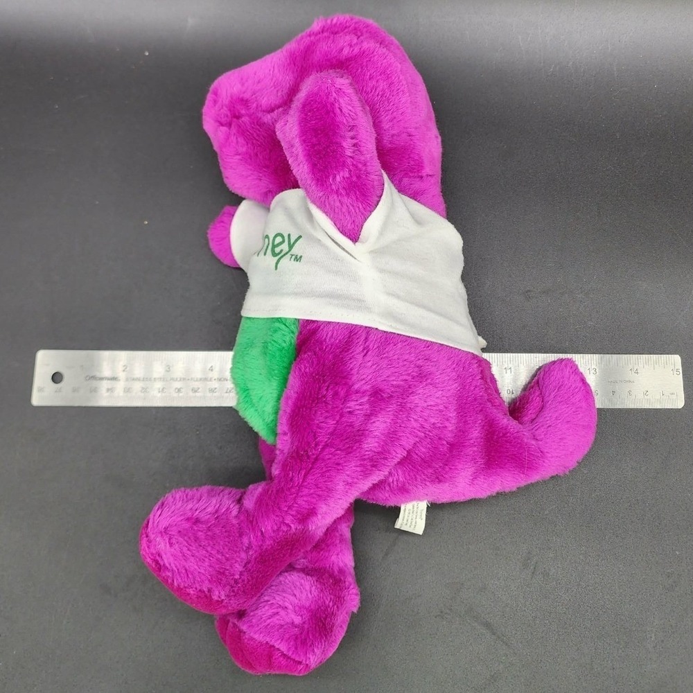 Barney 1992 Plush Purple Dinosaur White Shirt Vintage 90s Toy Lyons Group 11" - Picture 12 of 14